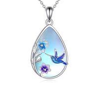 VONALA Mondstein Halskette für Frauen 925 Sterling Silber Kolibri/Libelle/Meerjungfrau Anhänger Halskette Mondstein Schmuck Geschenke für Frauen Familie Freunde, Sterling Silber