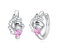VONALA Pferd Creolen Ohrringe, 925 Sterling Silber Tier Schmuck mit Rosa Zirkonia für Damen Mädchen Kinder (Pferd)