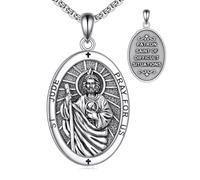 VONALA Saint Jude Ketten für Herren Damen 925 Sterling Silber Saint Jude Anhänger Schutzpatron Ketten St Jude Medaille Schutzschmuck
