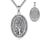 VONALA Sankt Christophorus Anhänger-Kette 925 Sterling Silber Schutzpatron Talisman Amulett für Herren & Damen, Medaillen Schmuck als Geschenk