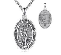 VONALA Sankt Christophorus Anhänger-Kette 925 Sterling Silber Schutzpatron Talisman Amulett für Herren & Damen, Medaillen Schmuck als Geschenk