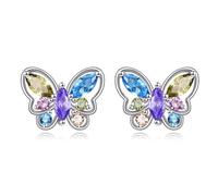 VONALA Schmetterlings-Ohrstecker aus 925er-Sterlingsilber, bunter Schmetterling, für Kinder, hypoallergener Schmuck, Geschenke für Frauen, Teenager, Mädchen, Tochter, Freundin