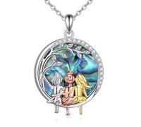VONALA Schwestern Halskette Always My Sister Forever My Friend 925 Sterlingsilber Infinity Love Herz Anhänger Halskette Schmuck (3 Schwestern-Abalone)