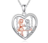 VONALA Schwestern Halskette für Frauen 925 Sterling Silber Freundschaft Herz Swing Halskette Schmuck Geburtstagsgeschenke für Schwester