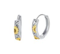 VONALA Sonnenblume Creolen Ohrringe 925 Sterling Silber Blume Ohrringe Klein Gänseblümchen Sonnenblume Schmuck Geschenke für Damen Mädchen