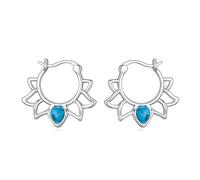 VONALA Türkis Lotus Creolen Ohrringe Silber 925 Lotus Blume Hoop Creolen Boho Style Schmuck Geschenke für Frauen Mädchen