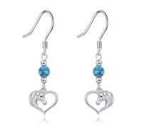 VONALA Türkisfarbene Pferde Ohrringe Sterling Silber für Frauen Baumelnde Türkisfarbene Tiere Leverback Ohrringe Schmuck zum Muttertag für Mama (Pferd)