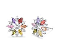 VONSSY Bunte Schneeflocke Ohrringe Ohrstecker Tropfen Ohrhänger Roségold Zirkonia Kristall Multi Edelstein Granat Amethyst Morganit Peridot Strass Schmuck Geschenk für Frauen Frau Freundin