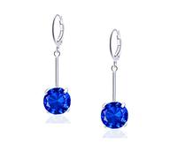 VONSSY Edelstein Tropfen Ohrringe | Stilvolle 18 Karat Platin/Vergoldete Leverback Kristall Hängende Ohrhänger | Silber Schmuck Geschenk für Mutter Tochter Ehefrau (Saphir blau)