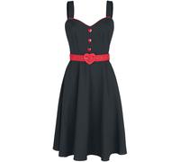 Voodoo Vixen Queen Heart Button Flare Dress Mittellanges Kleid schwarz rot in L