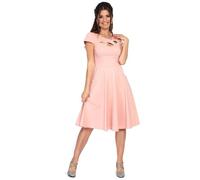 Voodoo Vixen Swing Kleid Criss Cross Cut-Out Contrast Rosa Vintage Rockabilly Retro, Größe:XS