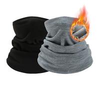 voofly Schlauchschal, Multifunktionstuch Winter, Loop Schal Herren Damen für Outdoor 2 Stück Schwarz+Helles Grau