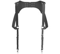 Voolup Hosenträger aus echtem Leder für Herren, Leder-Hosenträger im Vintage-Stil, handgefertigt, Schwarz, Standard