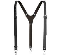 Voolup Hosenträger aus echtem Leder für Herren, strapazierfähig mit starken Clips, Leder-Hosenträger für Herren, Schwarz, Standard