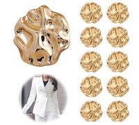 VOOSFSIE 10 Stück Mode Gold Metall Knöpfe 21.5mm, Trachten Goldene KnöPfe, Große Buttons aus Zinklegierung, Unregelmäßige Vintage-Stil Design Metallknöpfe Für Cardigans, Mantel, Blazer, Hemd, Jacke