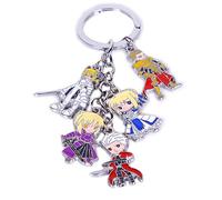 Vophifo schlüsselanhänger mit 5 Mini Chibi Figuren für Fate/stay night Fans