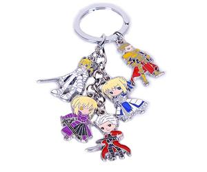 Vophifo schlüsselanhänger mit 5 Mini Chibi Figuren für Fate/stay night Fans