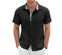 Voqeen Hemd Herren Kurzarm Sommer Karierte Freizeithemd Casual Leichtes Sommerhemd mit Tasche Button Down Strand Hemden für Männer Regular Fit
