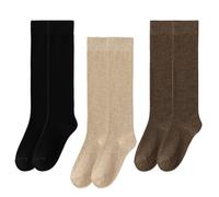 Vordpe 3 Paar Kniestrümpfe Damen, Baumwolle stricken für Stiefel, Rutschfeste Lange Socken, Weich Warme Stulpensocken, Damen Slouch Socken (B)
