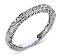 Vorsteckring 0,18 Carat Diamant halbrund Ring 14 Karat Weißgold