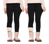 Vorvowry Thermoleggings Mädchen Weiche Gefütterte Stretch Thermohose Dicke Kuschelige Warme Winter Leggings für Kinder 120 2pc Schwarz