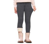Vorvowry Thermoleggings Mädchen Weiche Gefütterte Stretch Thermohose Dicke Kuschelige Warme Winter Leggings für Kinder 140 Dunkelgrau