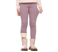 Vorvowry Thermoleggings Mädchen Weiche Gefütterte Stretch Thermohose Dicke Kuschelige Warme Winter Leggings für Kinder 130 Rosa Lila