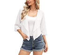 Vossmi Bolero Damen aus Chiffon Elegante Boleros Casual Kurze Ärmel Strickjacke Leicht Dünne Stola zum Abendkleid Freizeit Transparenter Shrug Cardigan Top