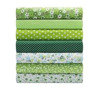 VOSSOT 7 pcs 50x50cm Stoffreste Zum Nähen Substance mit Pflanzenmuster & Stoffschere, Baumwollstoff Patchwork Stoffe Paket Set - Diy Nähen & Basteln für Kinder Erwachsene Frühling Sommer Dekor