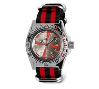 Vostok Amphibia 110651 Radio Room Automatik-Armbanduhr mit Selbstaufzug, schwarz / rot, Taucher