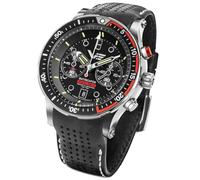 Vostok Europe 511A771 Batiscafos Herren Chronograph mit schwarzem Lederband und rotem Silikonband