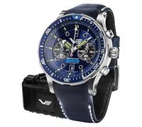 Vostok Europe 511A772 Batiscafos Herren Chronograph mit blauem Lederband und Silikonband