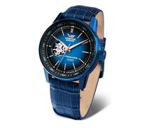 Vostok Europe Automatikuhr Sedan, Ø 43 mm, blaue PVD-Beschichtung, Lederband