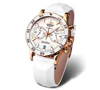 Vostok Europe Damen Analog Quarz Uhr mit Leder Armband VK64-515B528, Weiß