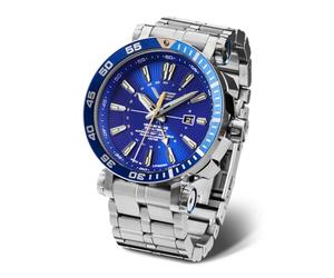 Vostok Europe Herrenuhr Automatik GMT Energia Rocket Stahl/Blau NH34-575A716-B