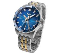 Vostok Europe 224A793 Radio Room Herren Automatikuhr GMT 46 mm, Edelstahlgehäuse Silberfarben, Saphirglas, Blaues Design Zifferblatt, Edelstahlarmband Bicolor, 20 ATM
