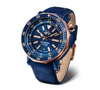 Vostok Europe Herrenuhr Lunokhod 2 Automatik mit Lederband NH35A Blau/Rosegoldfarben 620E632