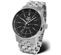 Vostok Europe Herrenuhr mit Edelstahl Gliederarmband Sedan GAZ-14 Automatik SII NH35A TGLQ Datum, 565a595-b - Schwarz/Metallarmband, Armband