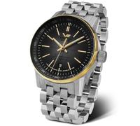 Vostok Europe Herrenuhr mit Lederarmband Sedan GAZ-14 Automatik SII NH35A TGLQ Datum, 565e593 - Schwarz/Braunes Lederarmband, Armband