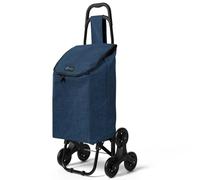 VOUNOT® 2 in 1 Einkaufstrolley Klappbar Treppensteiger Marineblau | 6 Räder Einkaufswagen Faltbar Große Kapazität Einkaufsroller Trolly Robuster Rahmen mit Abnehmbare Tasche bis 30 kg