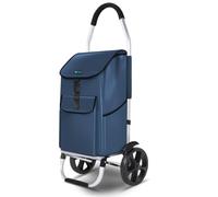 VOUNOT® Einkaufstrolley Klappbar aus Aluminium mit 58L Wasserdichter Tasche, 2 Extra große Räder mit Schutzblech, Faltbarer Einkaufswagen, Treppensteiger Trolley, Marineblau
