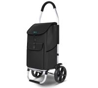VOUNOT® Einkaufstrolley Klappbar aus Aluminium mit 58L Wasserdichter Tasche, 2 Extra große Räder mit Schutzblech, Faltbarer Einkaufswagen, Treppensteiger Trolley, Schwarz