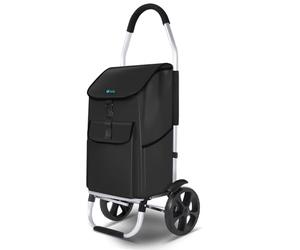 VOUNOT® Einkaufstrolley Klappbar aus Aluminium mit 58L Wasserdichter Tasche, 2 Extra große Räder mit Schutzblech, Faltbarer Einkaufswagen, Treppensteiger Trolley, Schwarz