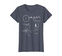 Voyager 1 T-Shirt mit Goldener Rekordbotschaft T-Shirt, Damen, Blau Meliert, 3XL
