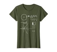 Voyager 1 T-Shirt mit Goldener Rekordbotschaft T-Shirt, Damen, Olivgrün, 3XL