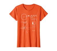 Voyager 1 T-Shirt mit Goldener Rekordbotschaft T-Shirt, Damen, Orange, 3XL