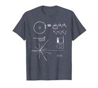 Voyager 1 T-Shirt mit Goldener Rekordbotschaft T-Shirt, Herren, Blau Meliert, 4XL