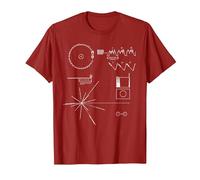 Voyager 1 T-Shirt mit Goldener Rekordbotschaft T-Shirt, Herren, Cranberry, 3XL