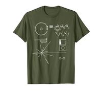 Voyager 1 T-Shirt mit Goldener Rekordbotschaft T-Shirt, Herren, Olivgrün, XL