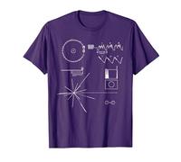 Voyager 1 T-Shirt mit Goldener Rekordbotschaft T-Shirt, Herren, Violett, 3XL